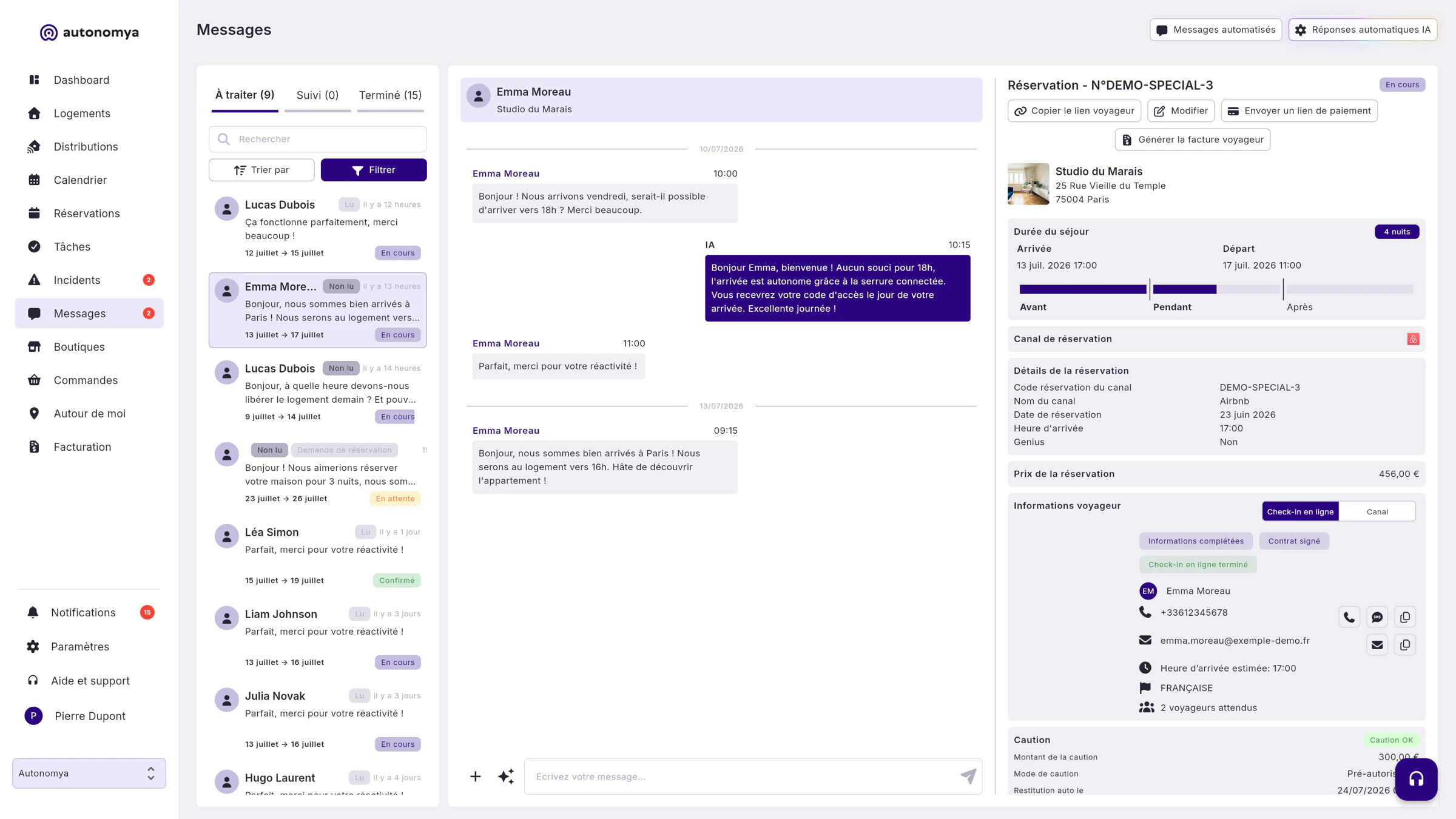 Messagerie unifiée & Assistant IA - Airbnb, Booking et Expedia