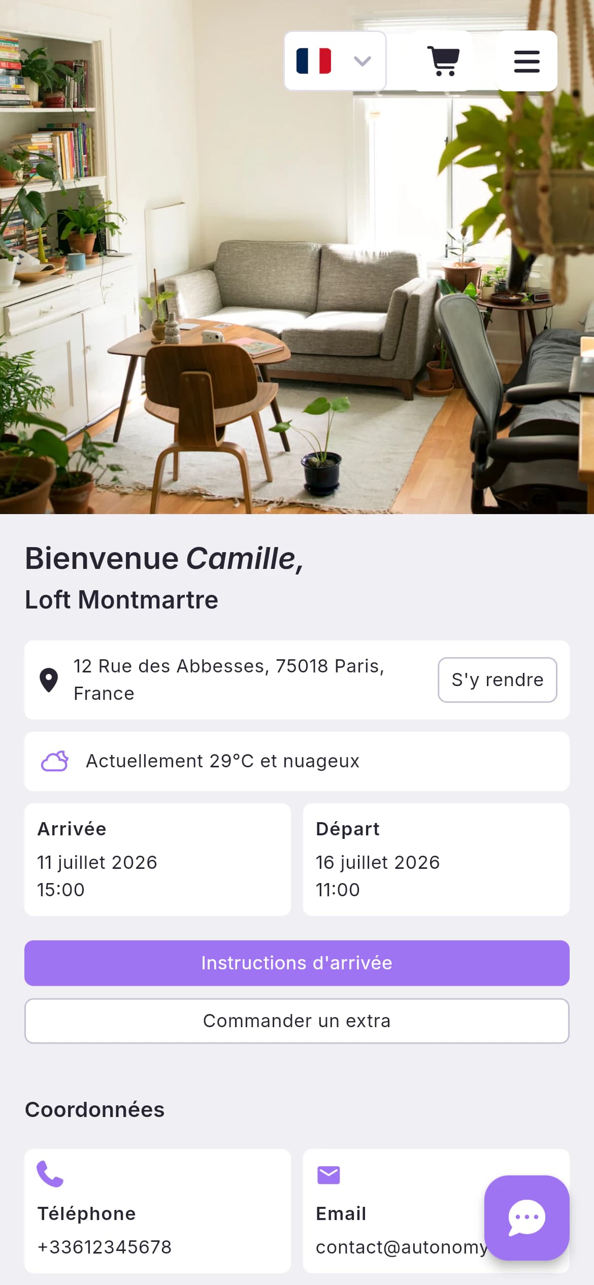 Arrivée - Check-in en ligne, sécurité et accès