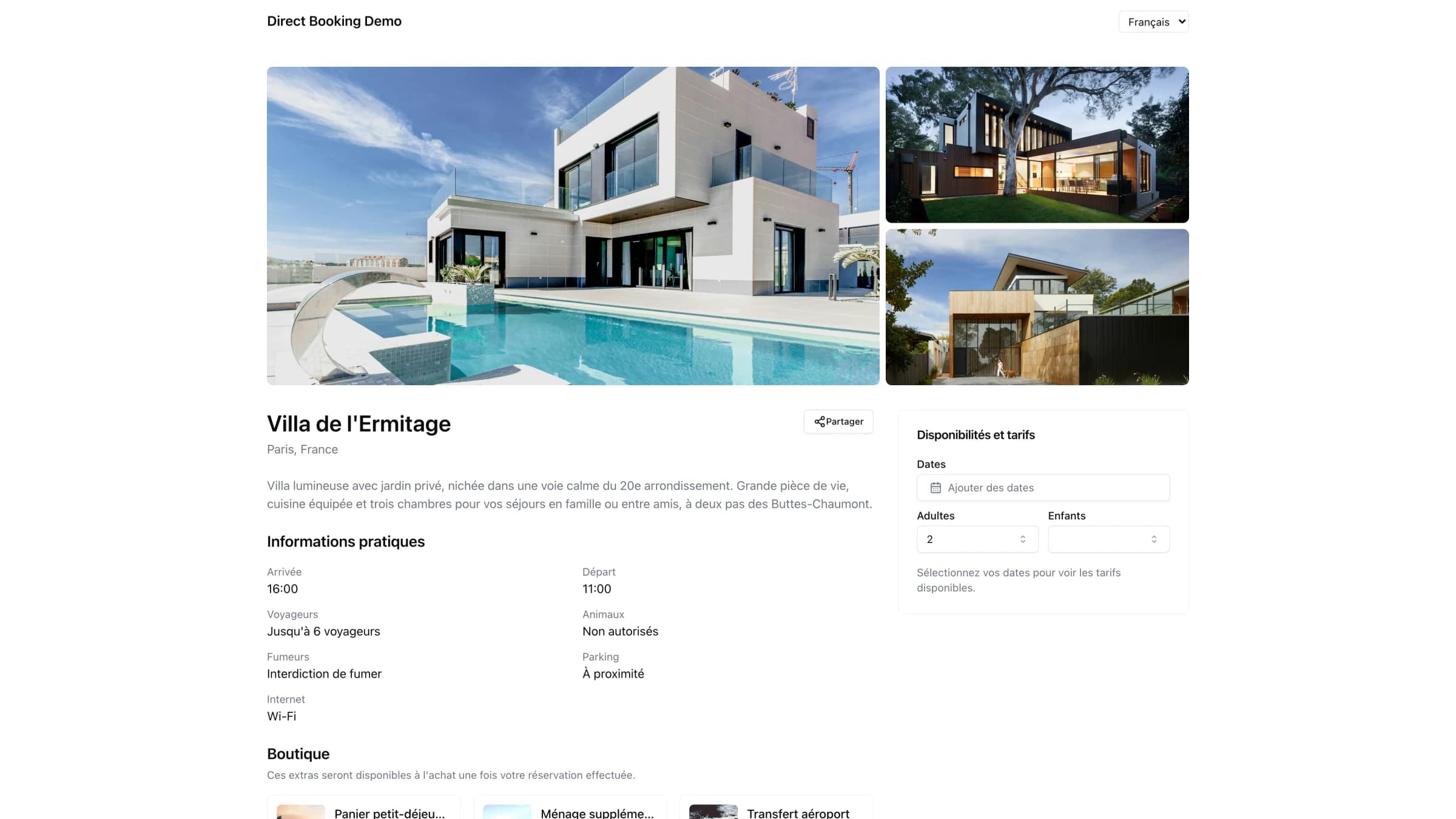 Site de réservation en direct